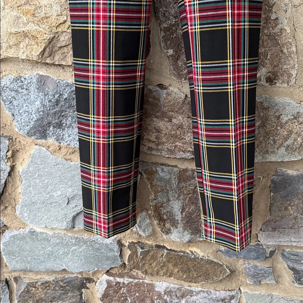 J.Crew Ruby Plaid Pants Black Stewart Tartan Size 6 Holiday Stretch Slim Fit